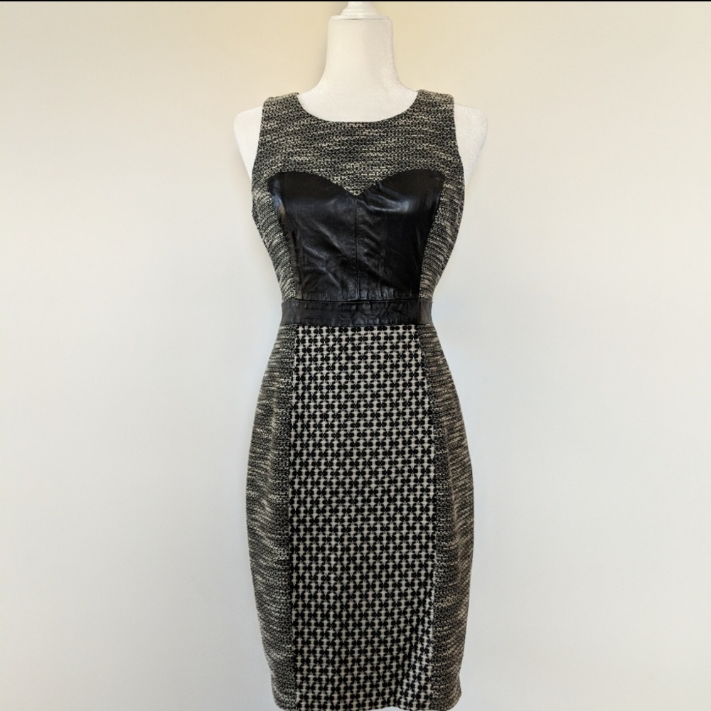 Tracy Reese New York Leather & Tweed Bodice Dress - Picture 3 of 8